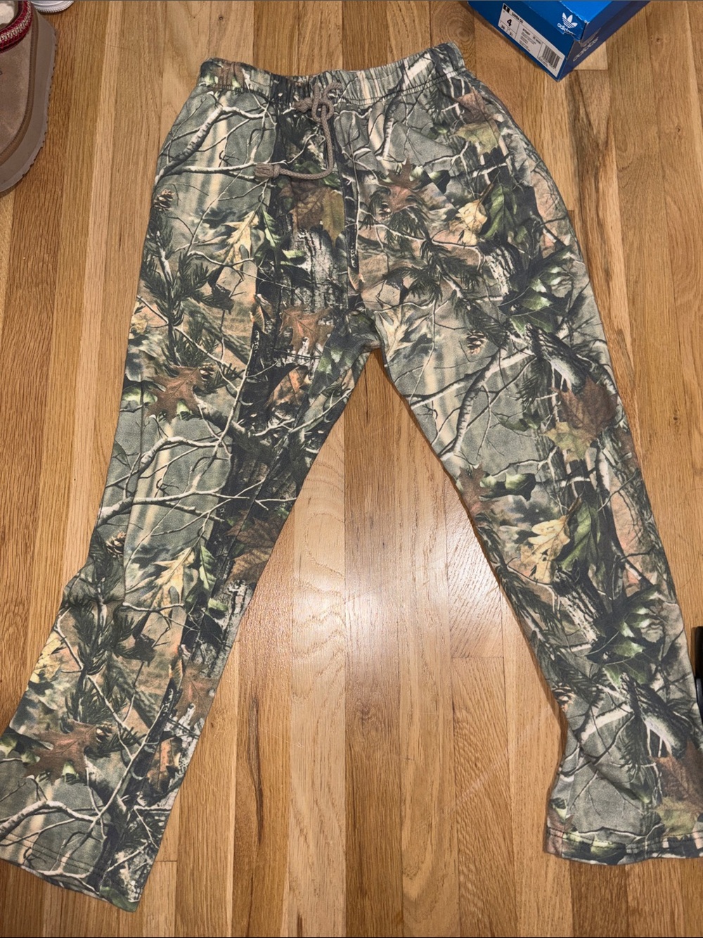 Camo Print Drawstring Jogger Pants - Green/Brown